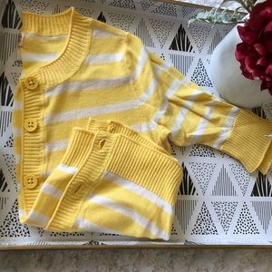 Yellow and White Striped crop sweater
